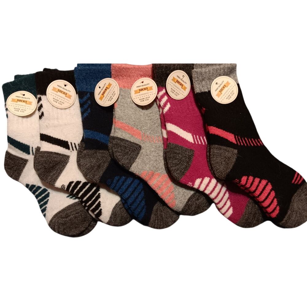 Kids Socks NEW 70% Wool Different Colors Boys & Girls Colors 6 Pair 4-7 Years